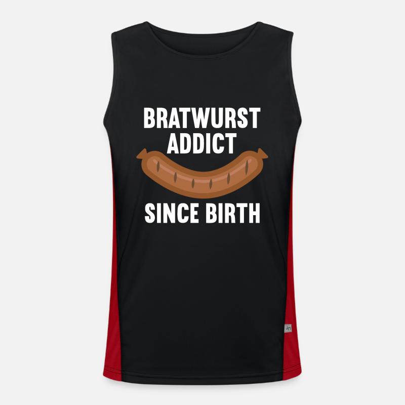 Bratwurst Addict Since Birth - Stadionwurst Funktionelles Kontrast-Tank Top für Männer 