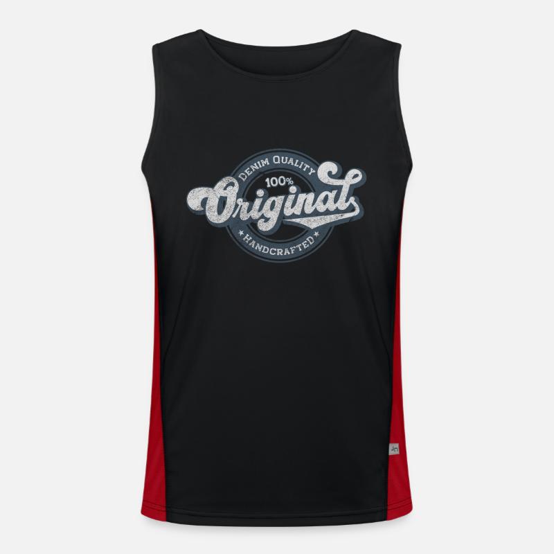 Original denim quality retro vintage blue Men's Functional Contrast Tank Top 