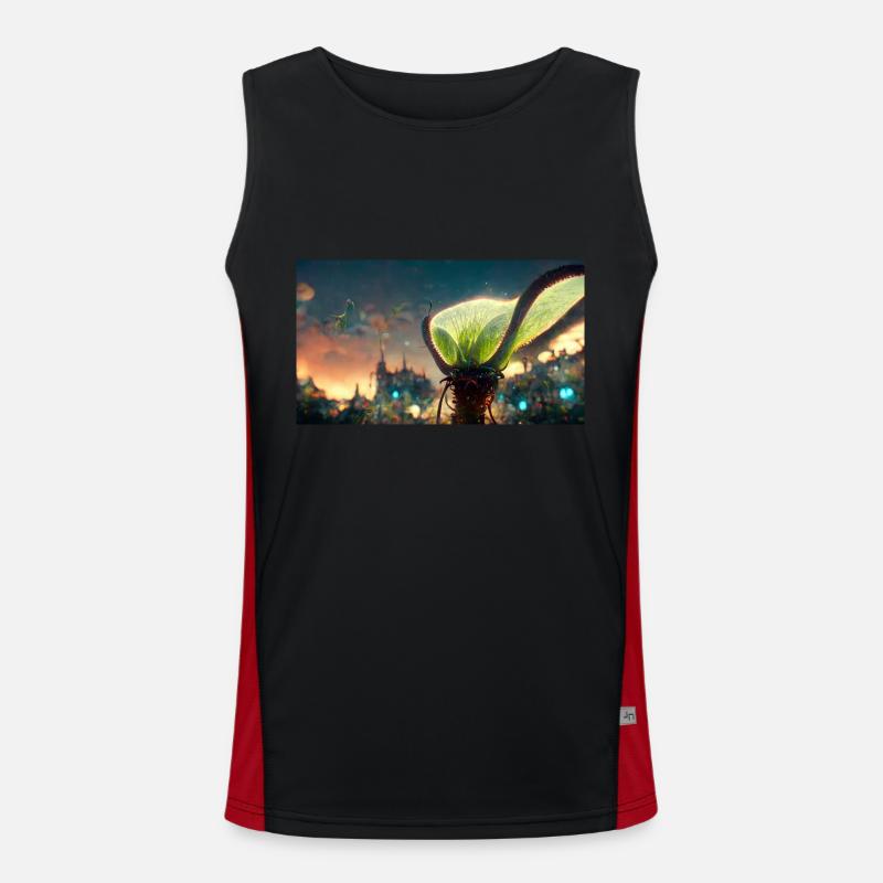 Futuristic Venus flytrap - Men's Functional Contrast Tank Top  - black/red