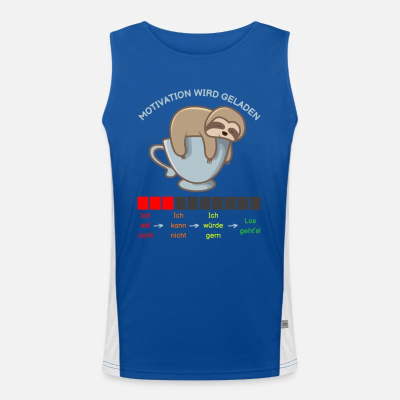 Faultier auf Kaffeetasse - Motivation wird geladen Funktionelles Kontrast-Tank Top für Männer 