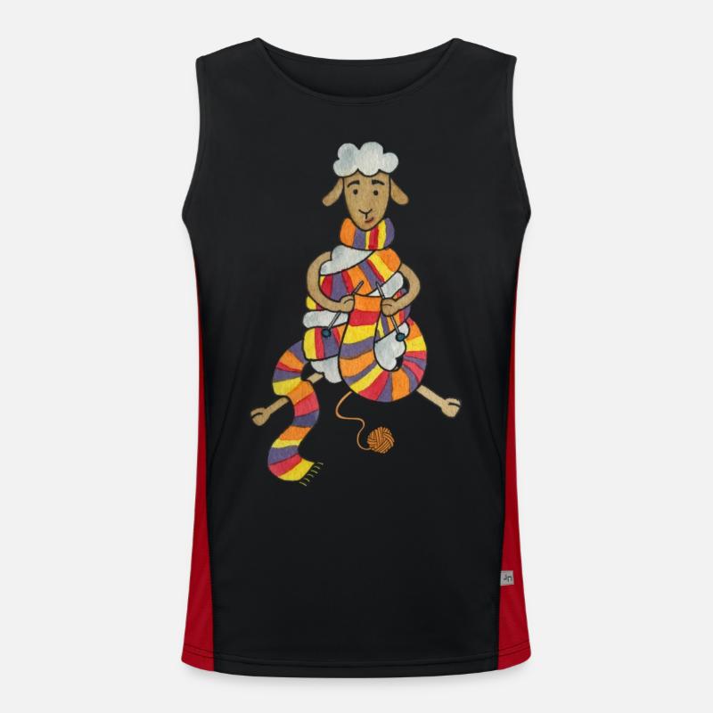 Cute Sheep Knitting Crochet Wool Men's Functional Contrast Tank Top 
