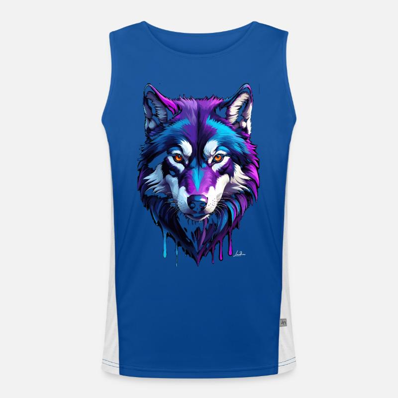 Masterpiece - Cyber Wolf Head Paint Men's Functional Contrast Tank Top 
