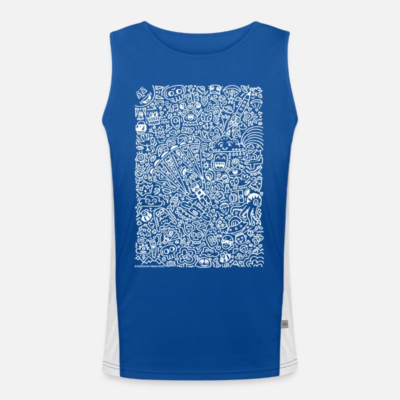 Doodle Paragliders white Funktionelles Kontrast-Tank Top für Männer 