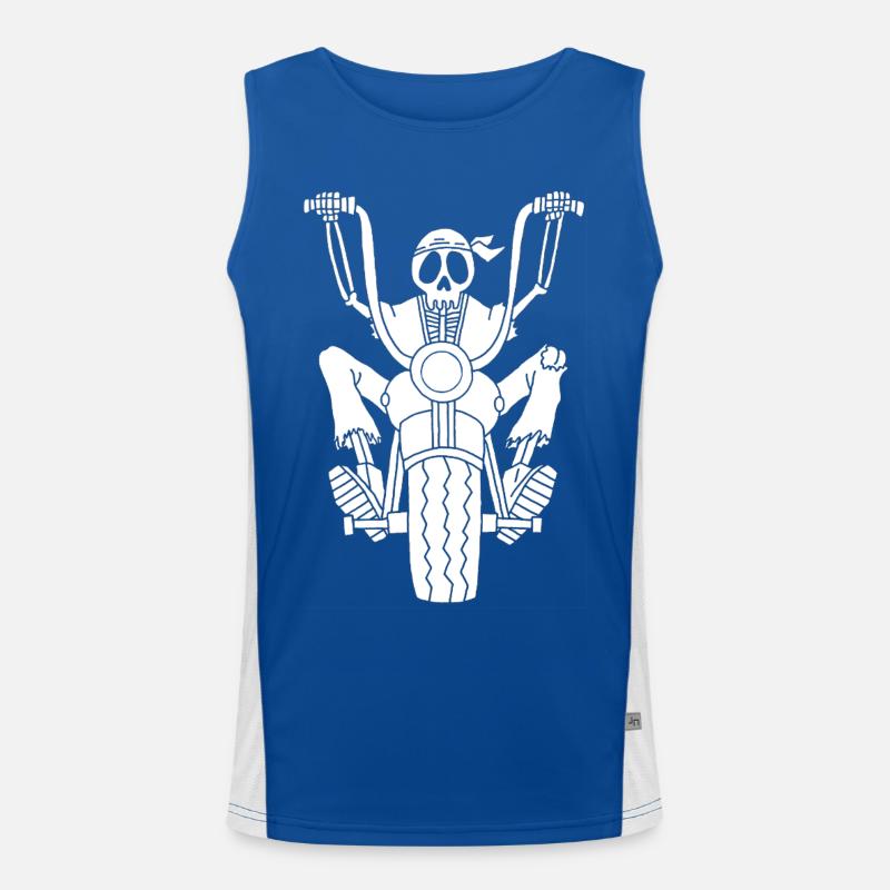 Skeleton Biker (White) Men's Functional Contrast Tank Top 