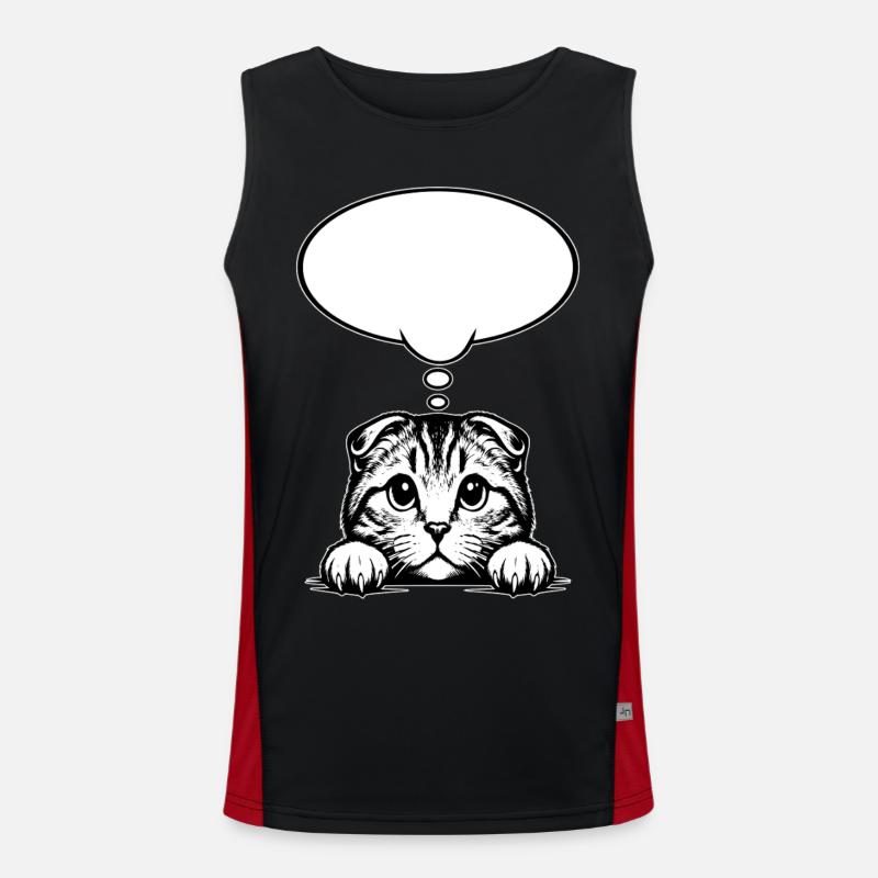 Scottish Fold-eared Cat Speech Bubble - Men's Functional Contrast Tank Top  - black/red