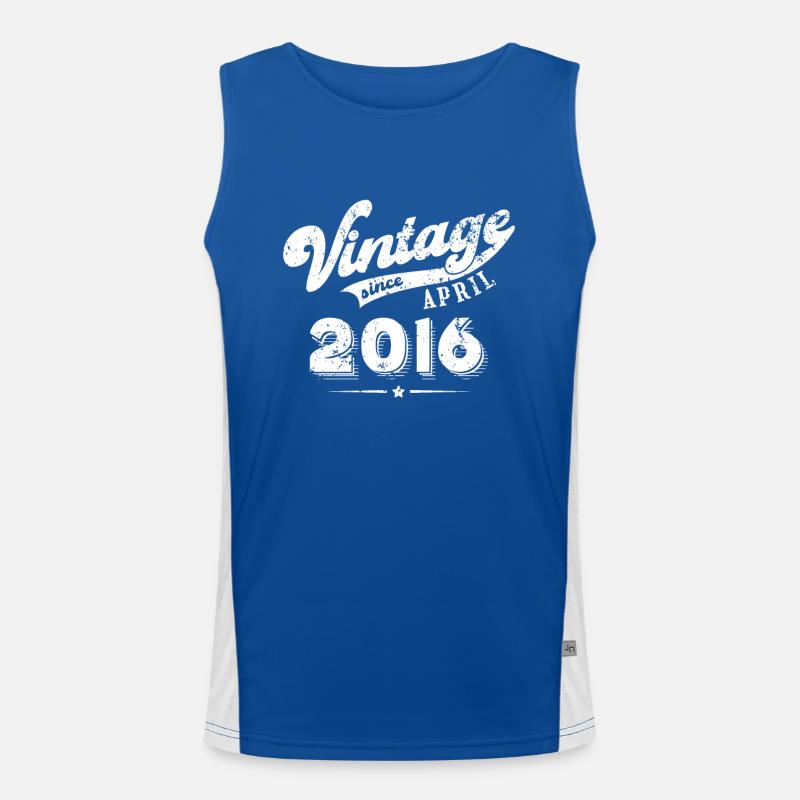 Vintage since April 2016 Geburtstag Geschenk Funktionelles Kontrast-Tank Top für Männer 