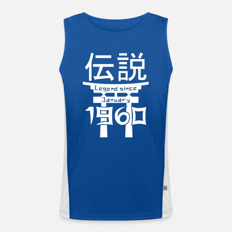Legend since January 1960 Geburtstag Geschenk Funktionelles Kontrast-Tank Top für Männer 