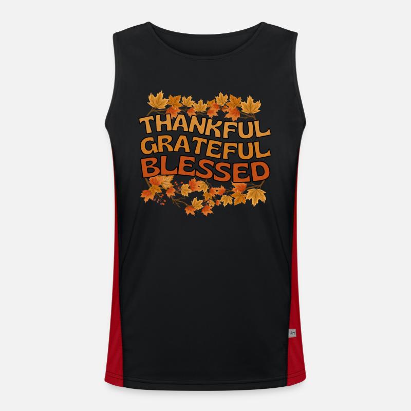 Thankful Grateful Blessed Autumn Gratitude - Men's Functional Contrast Tank Top - black/red