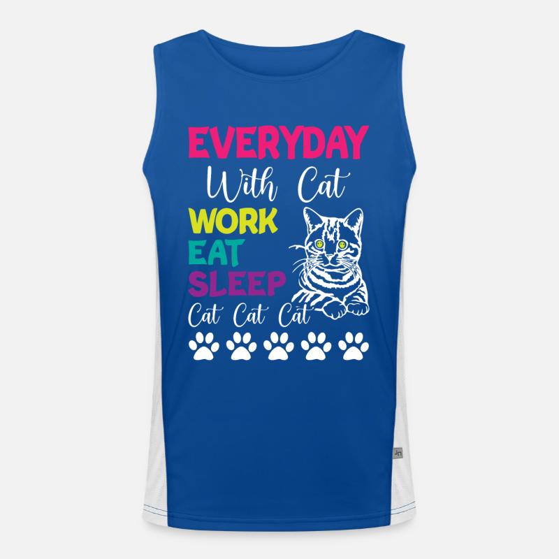 Tous les jours, c’est Chats Travail Manger Dormir Chat Chat Chat Débardeur respirant contrasté Homme 