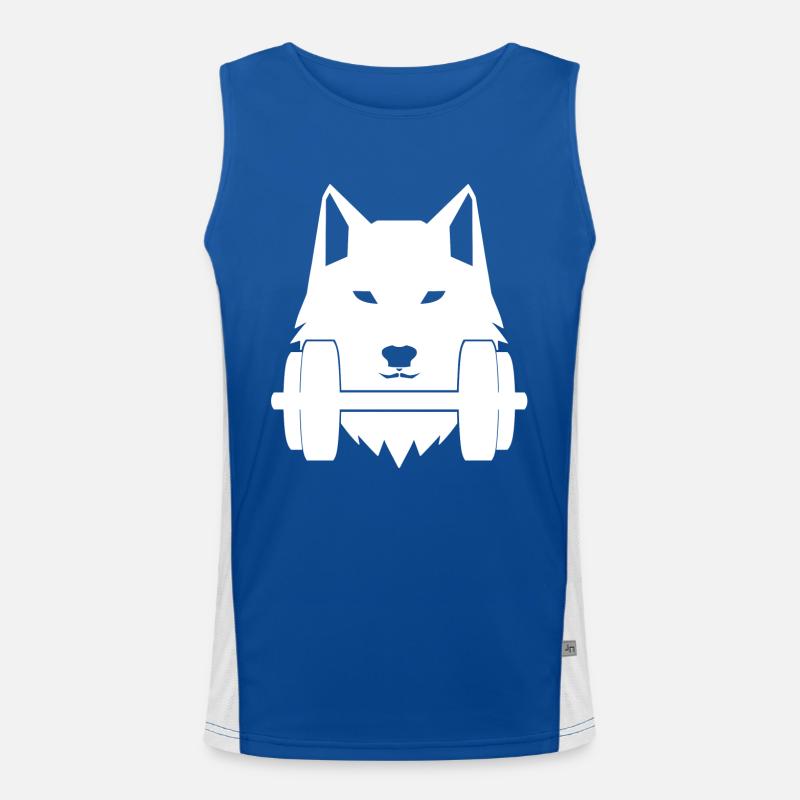 Wolf Dumbbell Gym Training Shirt Cap Gift Idea Men's Functional Contrast Tank Top 