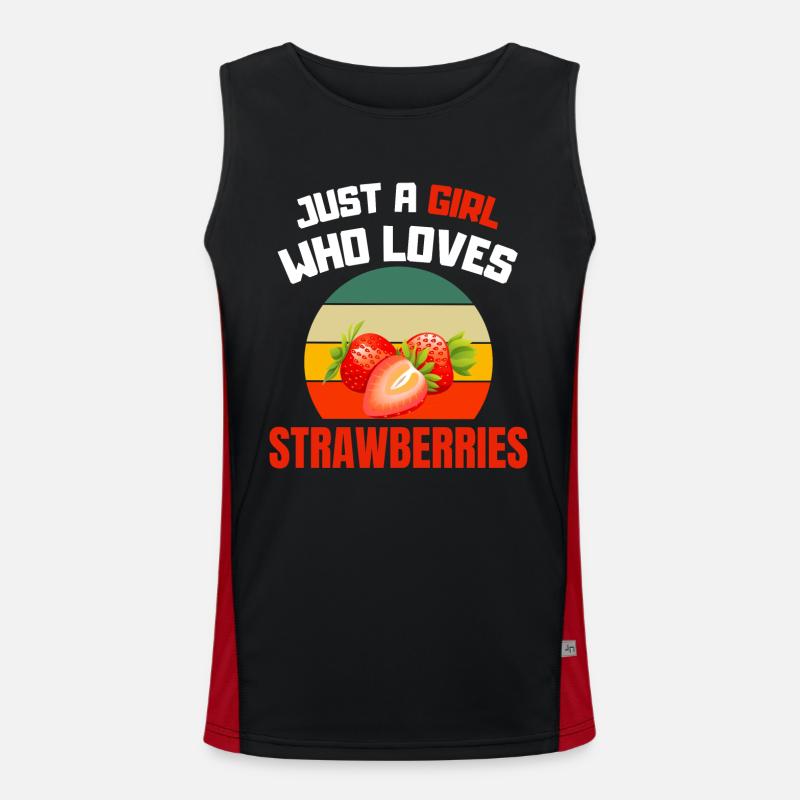 Nur ein Mädchen das Erdbeeren liebt Retro Erdbeere Funktionelles Kontrast-Tank Top für Männer 