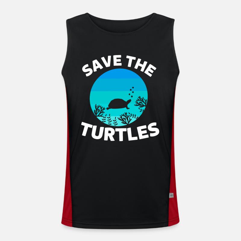 Retro Sea Creature Ocean Animal Save the Turtles Men's Functional Contrast Tank Top 