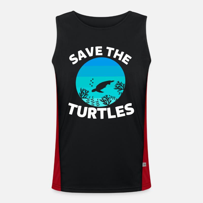 Ocean Animal Lovers Gift Retro Turtle Men's Functional Contrast Tank Top 