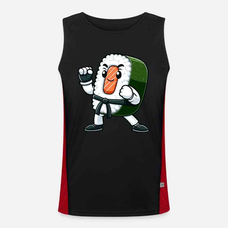 Karate Sushi Master In Action Men's Functional Contrast Tank Top 