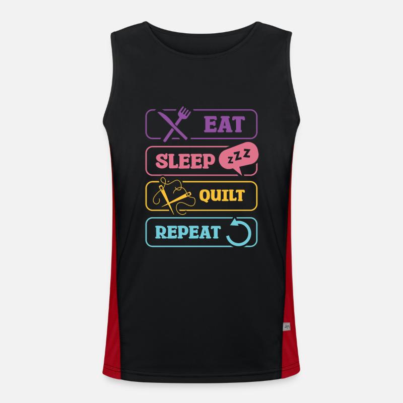 Eat Sleep Quilt Repeat Pattern Design Men's Functional Contrast Tank Top 