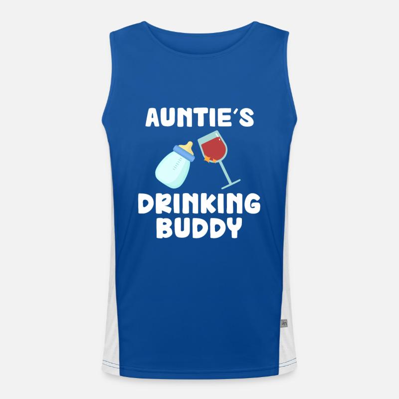 Auntie's Drinking Buddy Funny Men's Functional Contrast Tank Top 