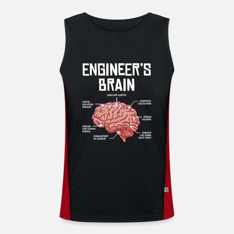 Engineer's Brain Funny Thoughts - Men's Functional Contrast Tank Top  - black/red