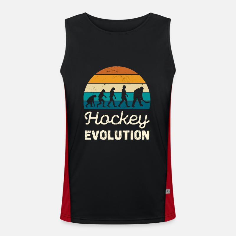 Hockey Evolution Retro Illustration - Men's Functional Contrast Tank Top  - black/red