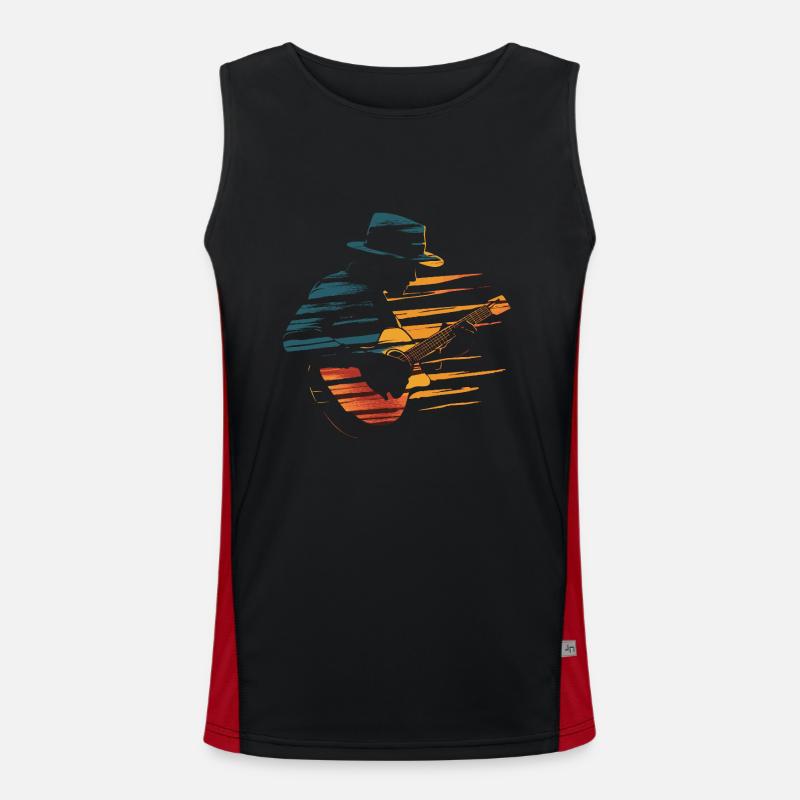 Gitarre Gitarrist retro vintage Funktionelles Kontrast-Tank Top für Männer 