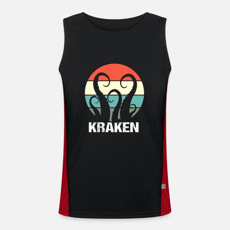 Octopus Octopus Octopus Octopus - Men's Functional Contrast Tank Top - black/red