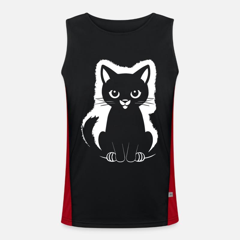 Drôle Chat Silhouette Effronté Fun Chats Débardeur respirant contrasté Homme 