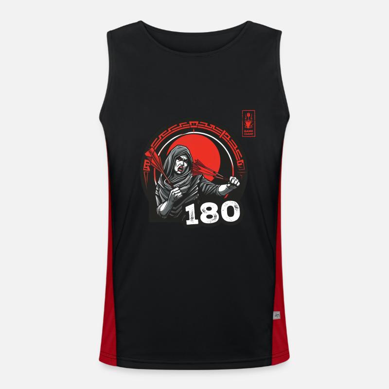 Darts 180 Red Game Champ Dart - Dart Team Men's Functional Contrast Tank Top 