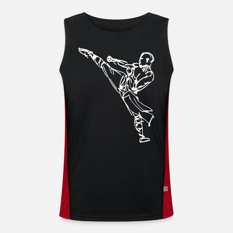 Kung-Fu High Kick Funktionelles Kontrast-Tank Top für Männer 