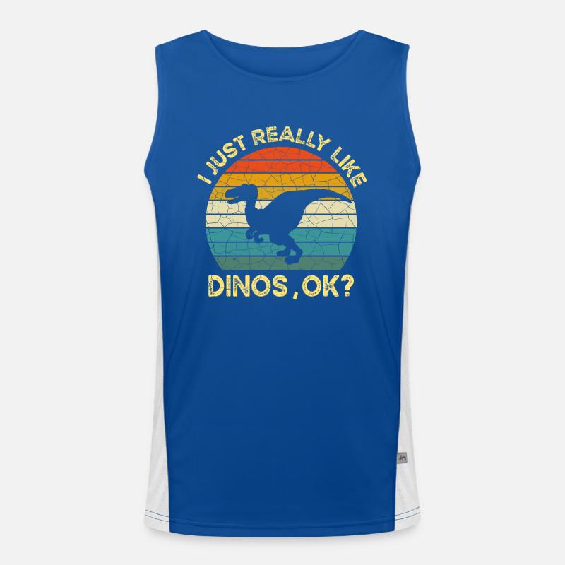 Ich mag Dinos einfach wirklich OK M2Funny Ich bin einfach wirklich Funktionelles Kontrast-Tank Top für Männer 