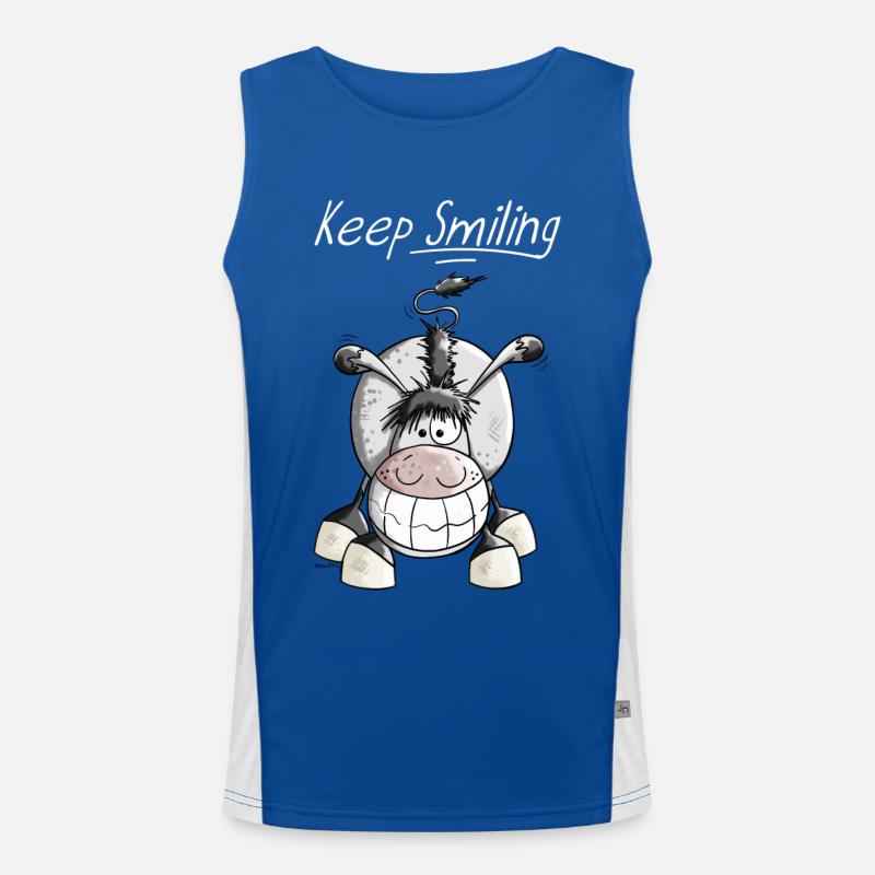 Keep Smiling Esel Funktionelles Kontrast-Tank Top für Männer 
