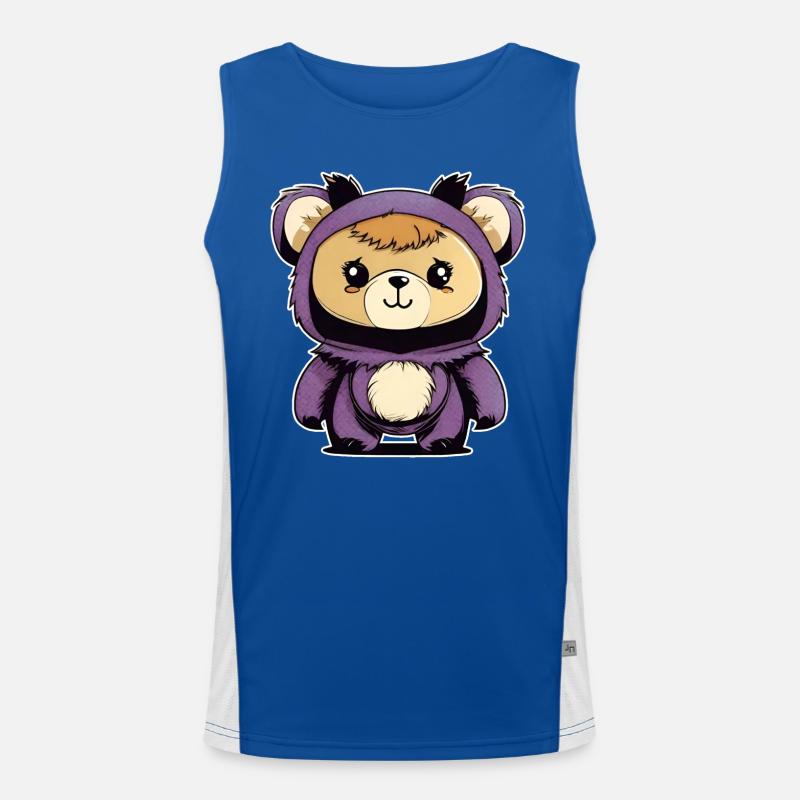 Cute Teddy Bear Men's Functional Contrast Tank Top 