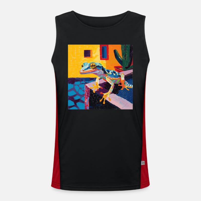 gecko, echsen, bunt, tier, geschenk, geschenkidee Funktionelles Kontrast-Tank Top für Männer 