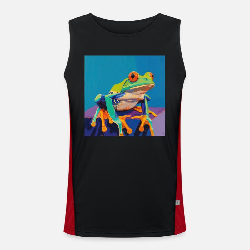 frosch, bunt, tier Funktionelles Kontrast-Tank Top für Männer 