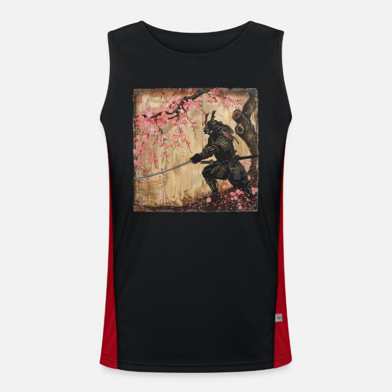 Japanisch Samurai Kirschblüte Kunst Ukiyo-E Funktionelles Kontrast-Tank Top für Männer 