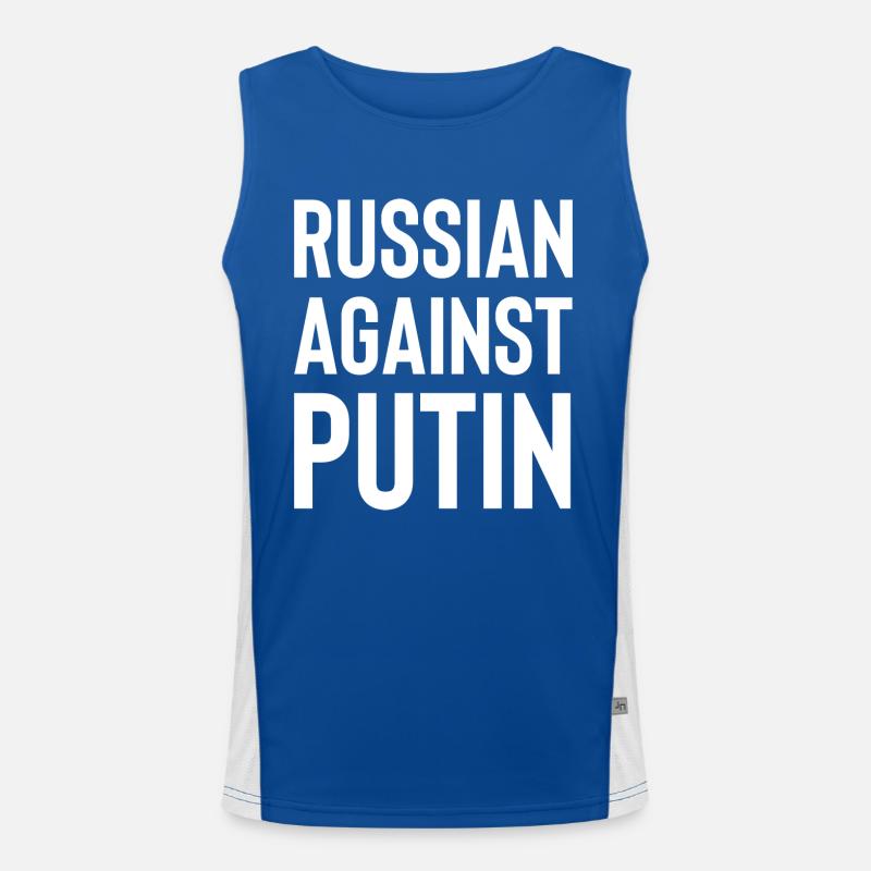 Russe contre Poutine blanc Débardeur respirant contrasté Homme 