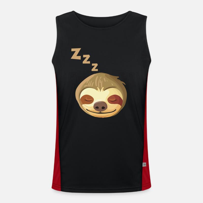 Sleeping Sloth Face - Men's Functional Contrast Tank Top  - black/red