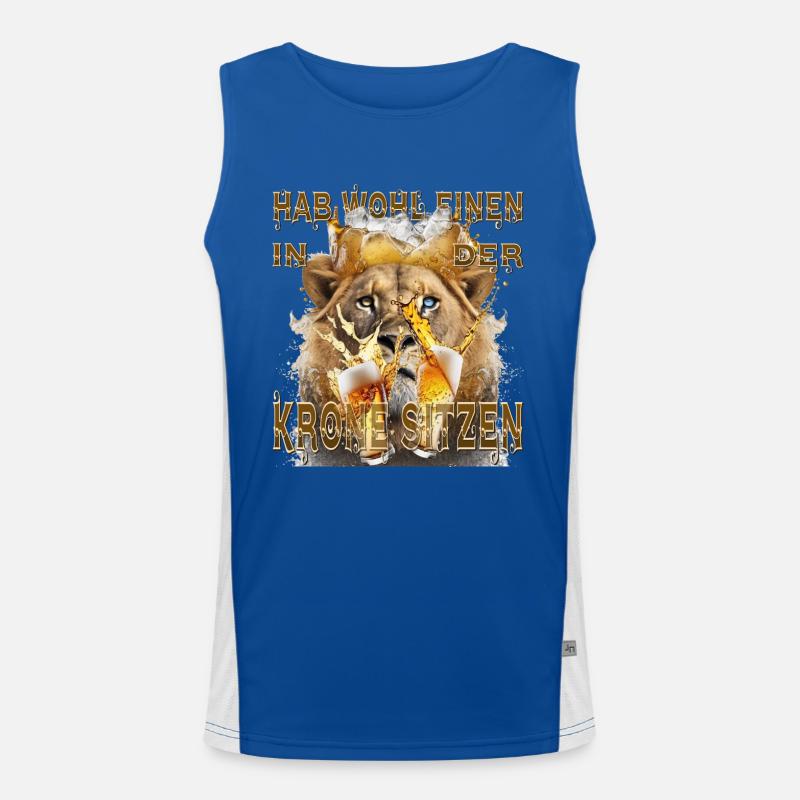 Hab wohl einen in der Krone sitzen - Löwe & Bier Funktionelles Kontrast-Tank Top für Männer 