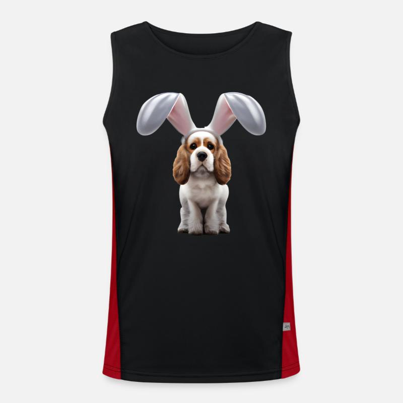 English Cocker Spaniel with Bunny Ears Men's Functional Contrast Tank Top 