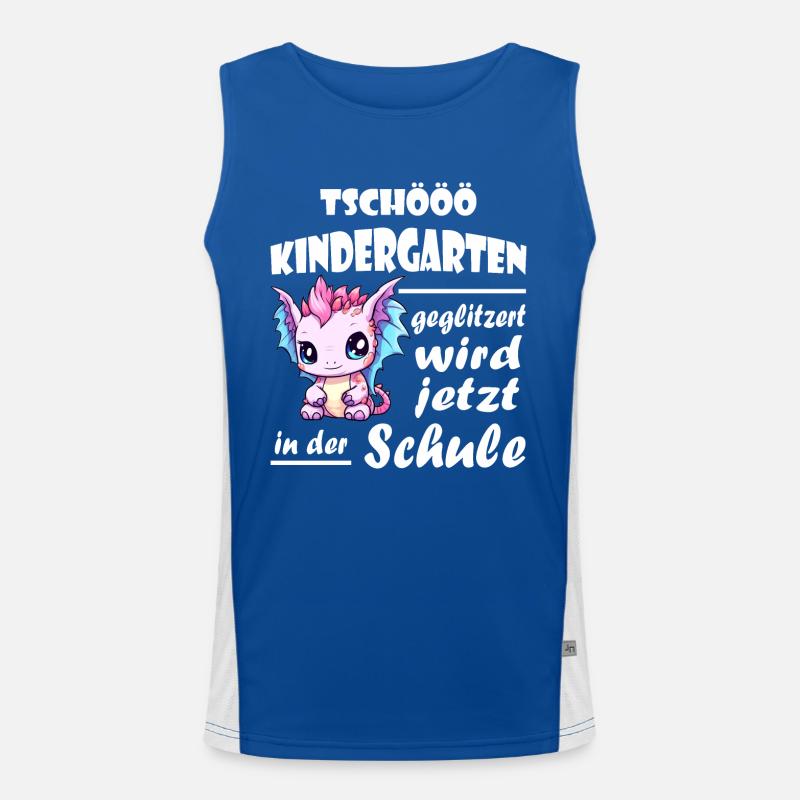 Einschulung Schulkind Drache Funktionelles Kontrast-Tank Top für Männer 