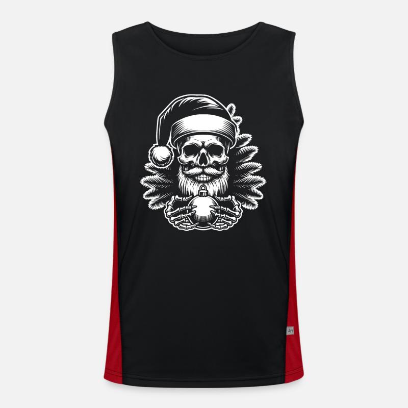 Weihnachtsmann Skull mit Christbaumkugel Funktionelles Kontrast-Tank Top für Männer 