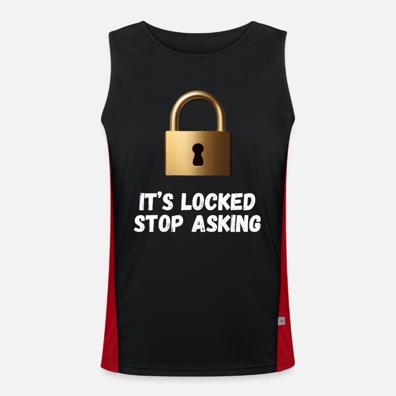 It’s Locked, Stop Asking - Men's Functional Contrast Tank Top  - black/red