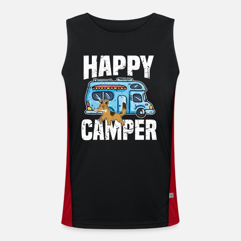 Camping Camper Hunde Happy Camper Outdoors mit Funktionelles Kontrast-Tank Top für Männer 
