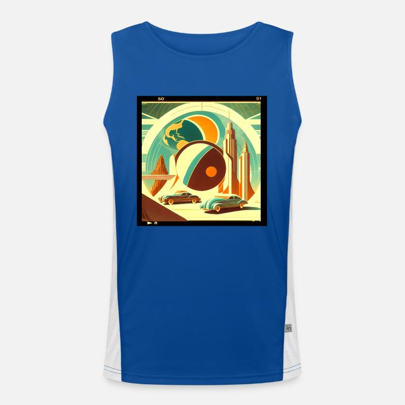 Imaginary retro planet Men's Functional Contrast Tank Top 
