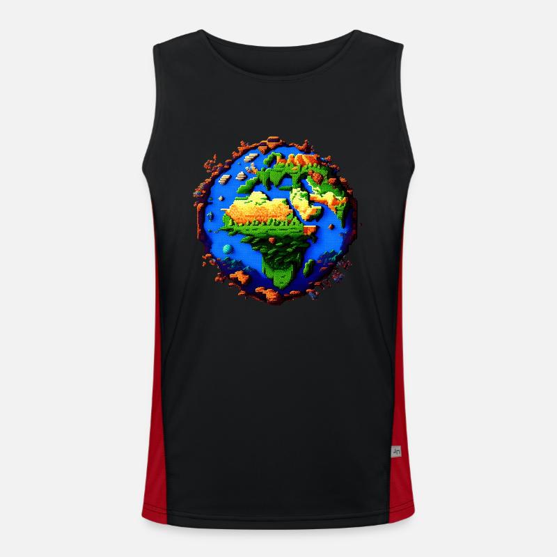 Pixel Earth Men's Functional Contrast Tank Top 