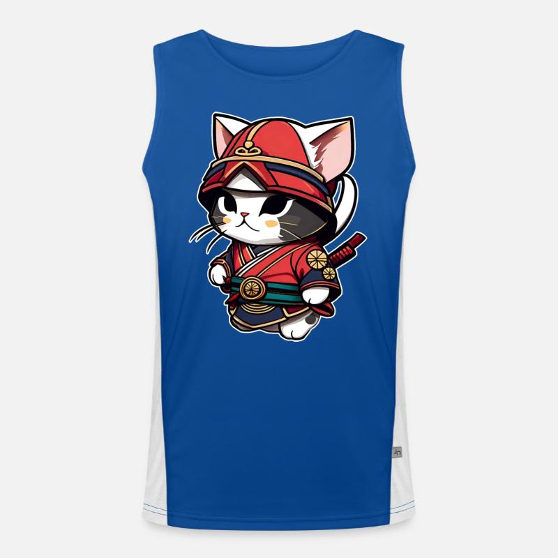 Chat samouraï mignon Débardeur respirant contrasté Homme 