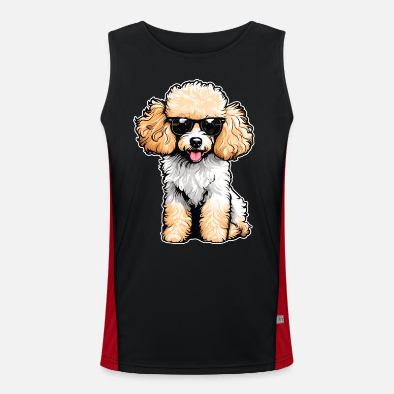 Caniche mignon avec des lunettes de soleil Débardeur respirant contrasté Homme 