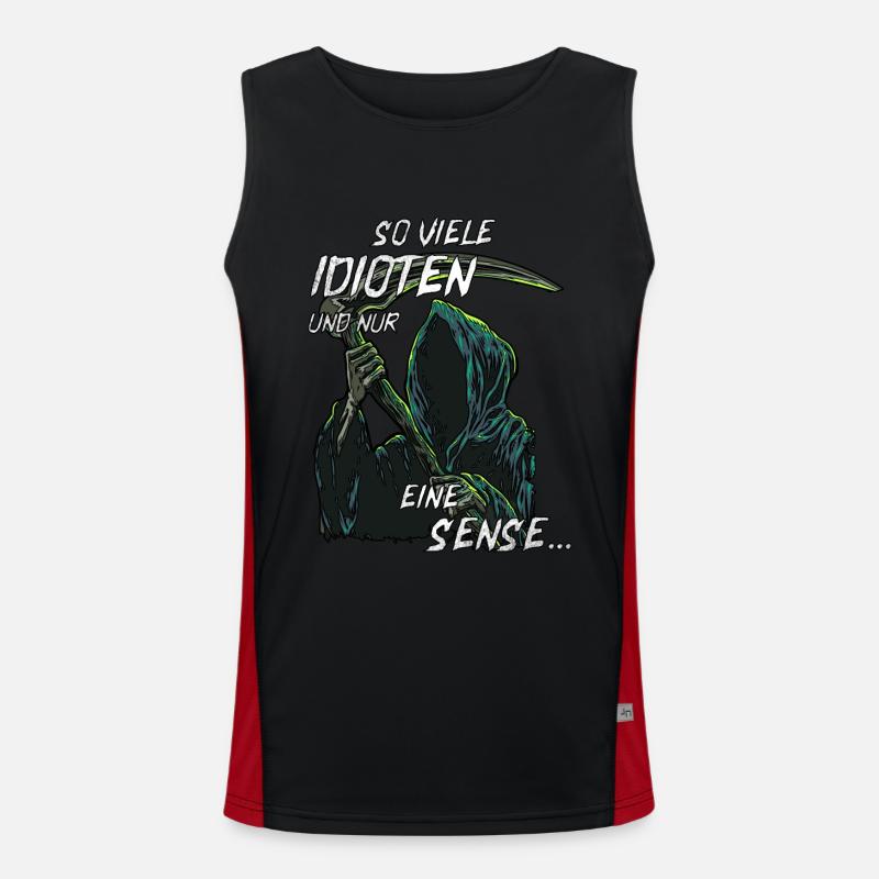 schwarzer Humor, witziges Sensenmann, Geschenk Funktionelles Kontrast-Tank Top für Männer 