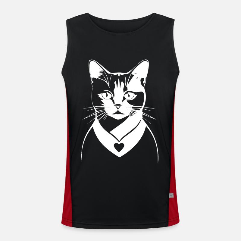 Drôle de chat Silhouette Cheeky Fun Cats Débardeur respirant contrasté Homme 