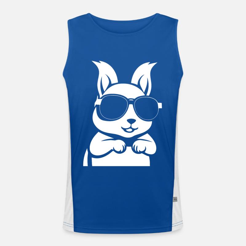Lustiges Eichhörnchen mit Sonnenbrille Eichhörnchen Funktionelles Kontrast-Tank Top für Männer 