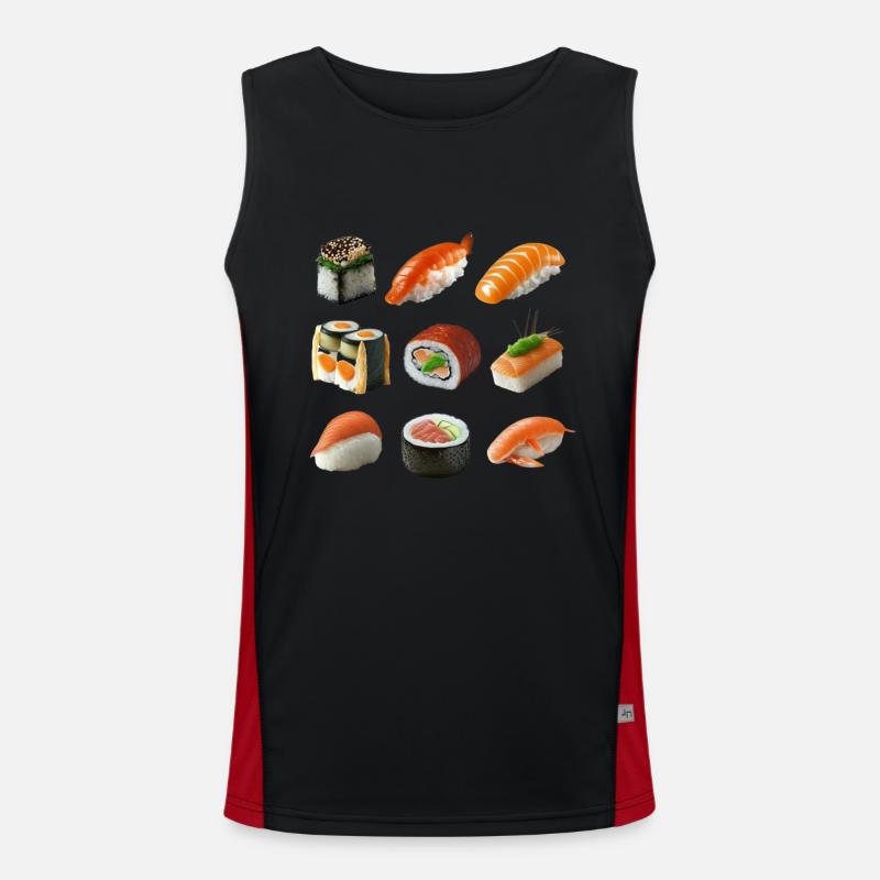 Different sushi variations - Men's Functional Contrast Tank Top  - black/red
