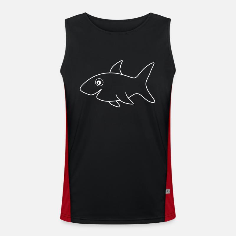 white shark white comic fish Men's Functional Contrast Tank Top 